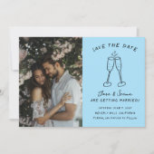 Save The Date Champagne Cheers Main Drake Photo personnalisée (Devant)