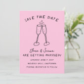 Save The Date Champagne Cheers Main Drate Cute Custom (Debout devant)