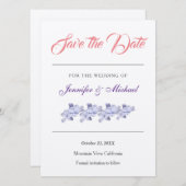 Save The Date Champagne Floral mariage Shimmer (Devant / Derrière)