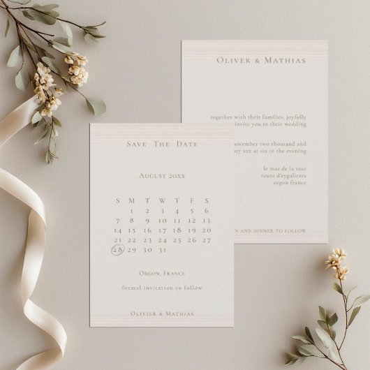 Save The Date Champagne Gold Modern Chic Calendrier Enregistrer 