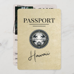 Save The Date Champagne Hawaii Passeport Enregistrer La Date