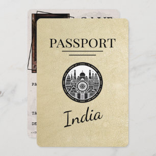 Save The Date Champagne India Passport Enregistrer La Date