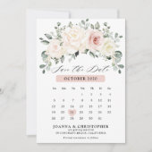 Save The Date Champagne Ivory Blush Pink Pastel Calendrier Flora (Devant)