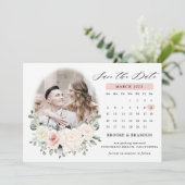 Save The Date Champagne Ivory Blush rose Floral Mariage (Debout devant)