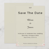 Save The Date Champagne Ivory Whispered Petals Minimalist Script (Devant / Derrière)