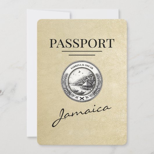 Save The Date Champagne Jamaïque Passeport Enregistrer La Date (Devant)