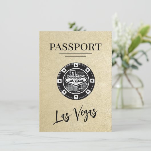 Save The Date Champagne Las Vegas Passeport Enregistrer La Date (Debout devant)