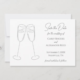 Save The Date Champagne Simple Élégant Économisez La Date Invita