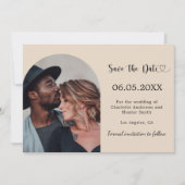 Save The Date Champagne simple modern photo wedding (Devant)