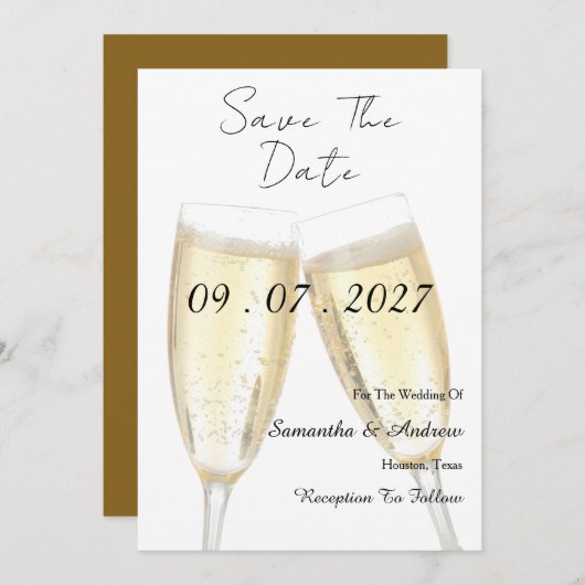 Save The Date Champagne Toast (Devant / Derrière)