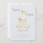 Save The Date Champagne Tower Icy Blue Photo Enregistrer la date (Devant)