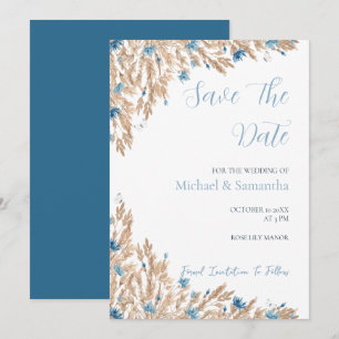 Save The Date Champs de campagne bleu poudre pour mariage