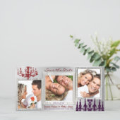 Save The Date Chandelier Argent Damask Rouge & Plum Enregistrer  (Debout devant)