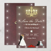 Save The Date Chandelier d'or (Devant / Derrière)