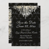 Save The Date Chandelier en cristal PixDezines/Damask baroque (Devant / Derrière)