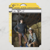 Save The Date Chandelier gris et jaune funky Enregistrer la date (Devant / Derrière)