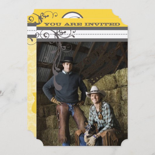 Save The Date Chandelier gris et jaune funky Enregistrer la date (Devant / Derrière)