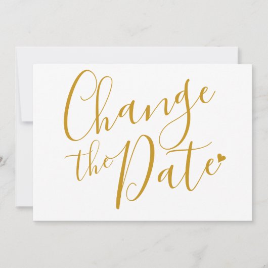 Save The Date Changement de date Chic Script Mariage Or (Devant)