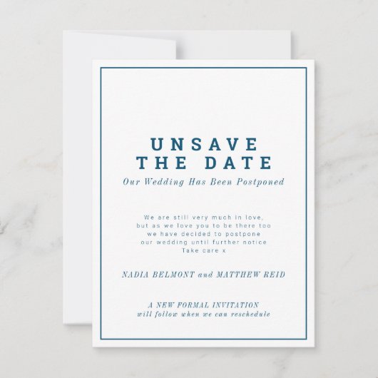 Save The Date Changement de date de mariage reporté (Devant)