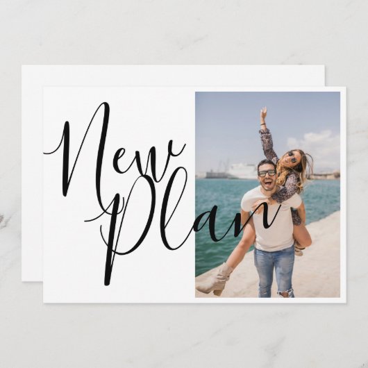 Save The Date Changement de date de photo de script élégant (Devant / Derrière)