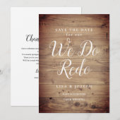 Save The Date Changement de date en bois rustique, écriture diff (Devant / Derrière)
