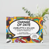 Save The Date Changement de date Fun reporté Typographie moderne (Debout devant)