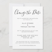 Save The Date Changement de Date Mariage Reporté Texte Photo (Dos)