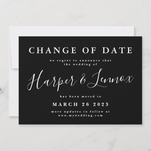 Save The Date Changement de date Report simple du Mariage (Devant)