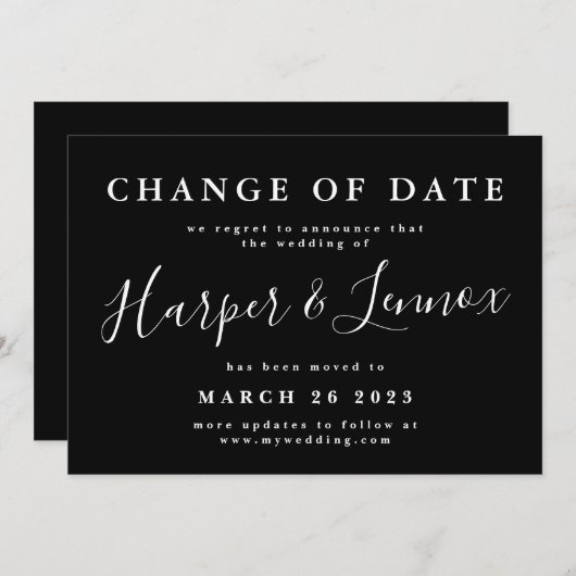 Save The Date Changement de date Report simple du Mariage (Devant / Derrière)