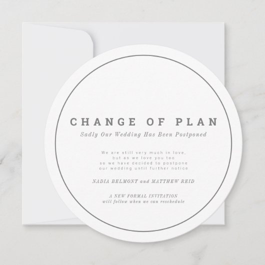 Save The Date Changement de plan de mariage report circulaire (Devant)