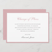 Save The Date Changement de plan Dusty Rose rose Mariage Pas de  (Devant / Derrière)