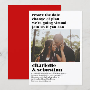 Save The Date Changement de plan Mariage virtuel Enregistrer la