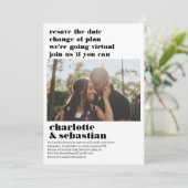 Save The Date Changement de plan Mariage virtuel Enregistrer la  (Debout devant)