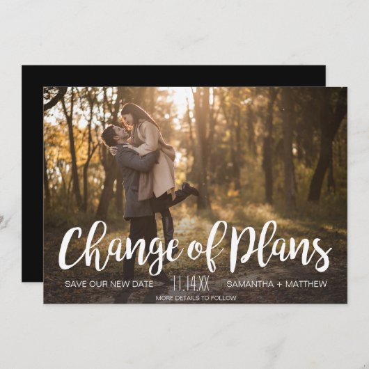 Save The Date Changement de plan Photo Mariage reporté (Devant / Derrière)