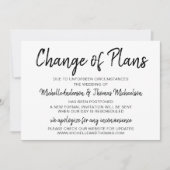 Save The Date Changement de plans de mariage simple noir et blan (Devant)