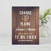 Save The Date Changement de plans de script personnalisé en bois (Debout devant)
