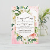 Save The Date Changement de plans Mariage Aquarelle rose florale (Debout devant)