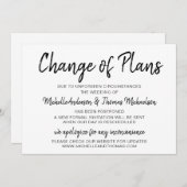 Save The Date Changement de Plans Mariage Simple Noir et Blanc (Devant / Derrière)