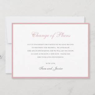 Save The Date Changement de Plans Rose Poussiéreux Rose Mariage