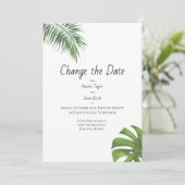 Save The Date Changer la date de la feuille tropicale aquarelle (Debout devant)