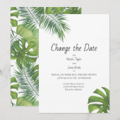 Save The Date Changer la date de la feuille tropicale aquarelle (Devant / Derrière)