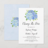 Save The Date Changer la date de mariage Hydrangea bleue (Devant / Derrière)