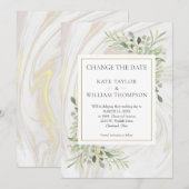 Save The Date Changer la Date Feuillage Marbre Tourbillon (Devant / Derrière)