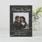 Save The Date Changer la date Marbre noir et or (Debout devant)