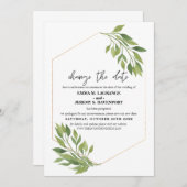 Save The Date Changer la date mariage Verdure et cadre doré (Devant / Derrière)