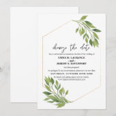 Save The Date Changer la date mariage Vert et cadre doré (Devant / Derrière)