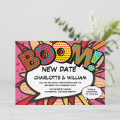 Save The Date Changer la date Rose moderne Fun Bande dessinée (Debout devant)