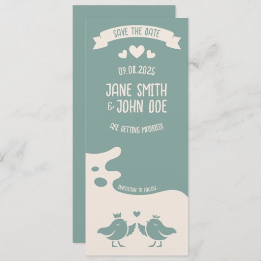 Save The Date Chanson d'oiseau bleu ardoise (Devant / Derrière)