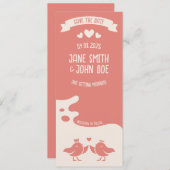 Save The Date Chanson D'Oiseau Rose Chaud (Devant / Derrière)