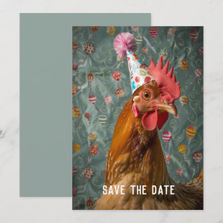 Save The Date Chapeau de fête de poulet